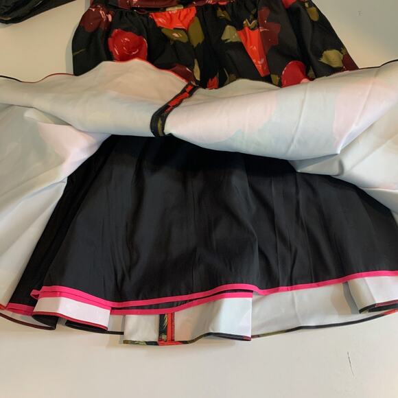 Kate Spade Dress Womens 12 Multi Just Rosy Beau Bow Sweetheart Neck Puff Sleeve - Picture 10 of 16